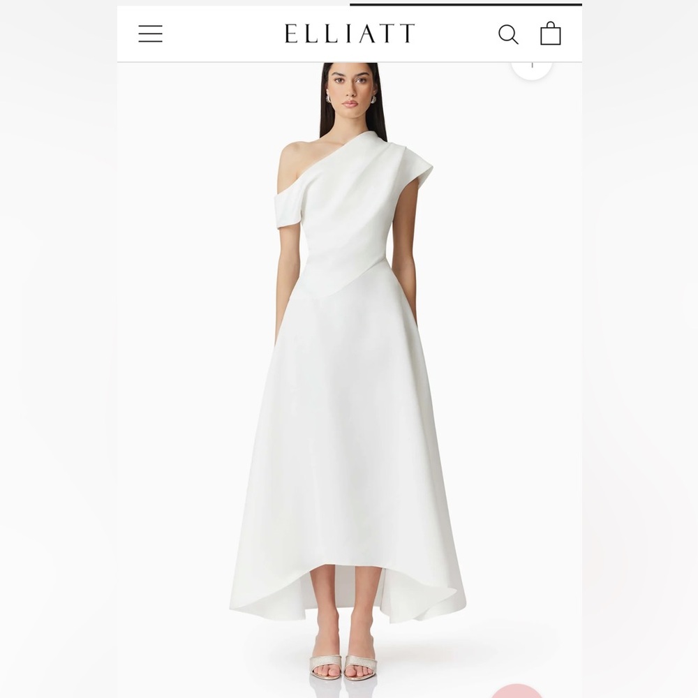 elliatt marissa white one shoulder asymmetrical hem maxi gown dress SMALL NWT